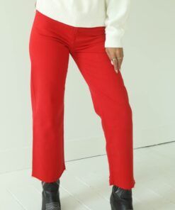 pistola: penny crop high rise wide leg jeans - ruby