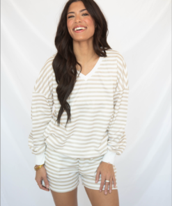 tomorrow will come striped set - beige