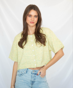 tell the truth short sleeve cardigan - green